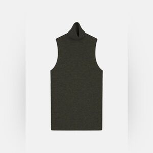 Sea Bleu 100% Cashmere Sleeveless Turtleneck Sweater Vest Olive Green Size L